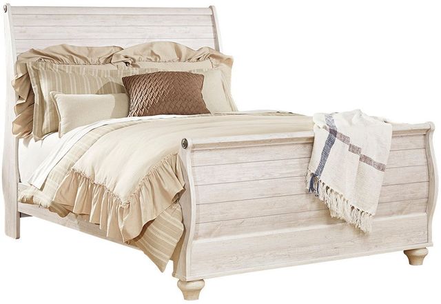 Signature Design by Ashley® Willowton Whitewash King Sleigh Bed 0