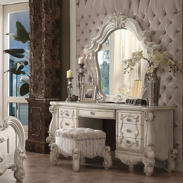 ACME Furniture Versailles Bone White Vanity Stool 3