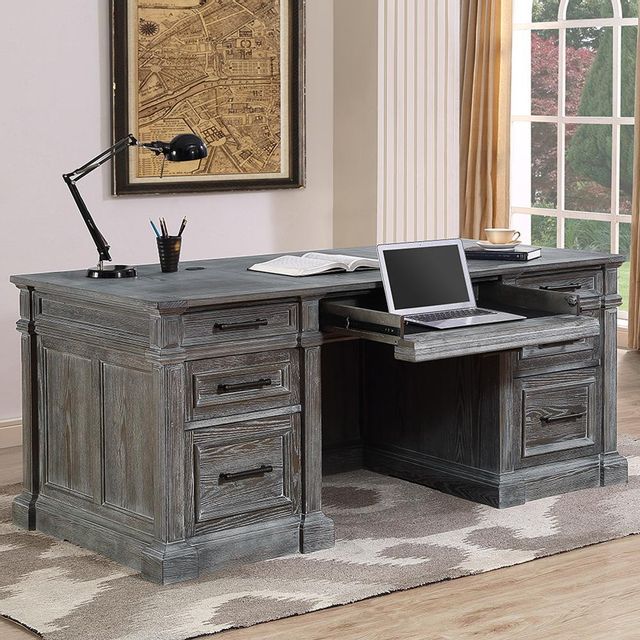 Parker House® Gramercy Park Vintage Burnished Smoke Double Pedestal ...