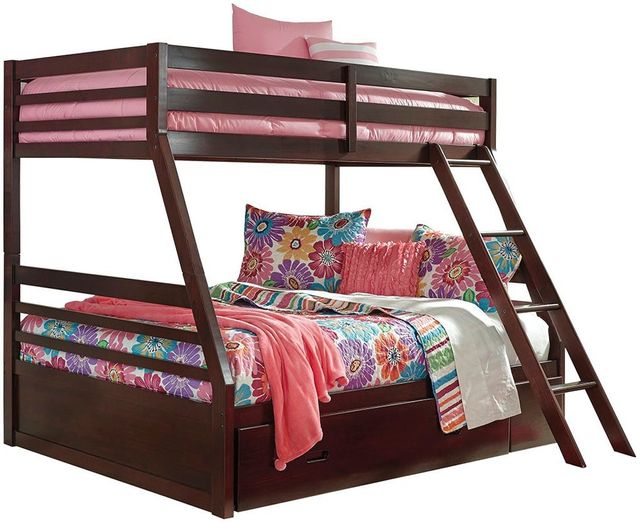 Signature Design by Ashley® Halanton Dark Brown Twin/Full Bunk Bed with Storage Drawer 0