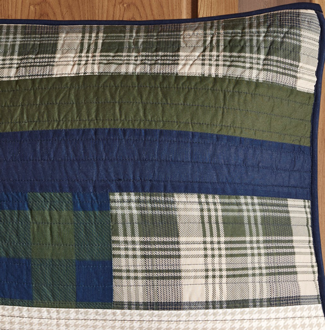 Olliix by Woolrich Spruce Hill Green King/California King Oversized Cotton Quilt Mini Set-3