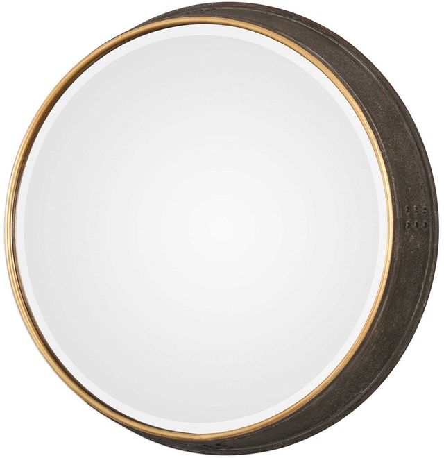 Uttermost® by John Kowalski Sturdivant Antiqued Gold Round Mirror-0