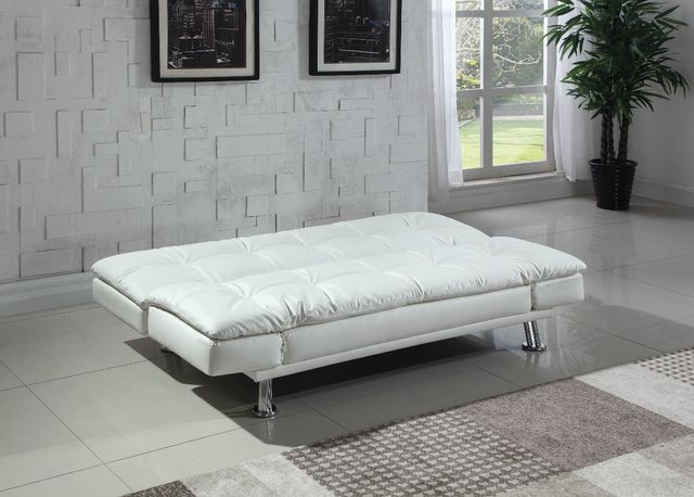 Coaster® Dilleston White Tufted Back Upholstered Sofa Bed-2