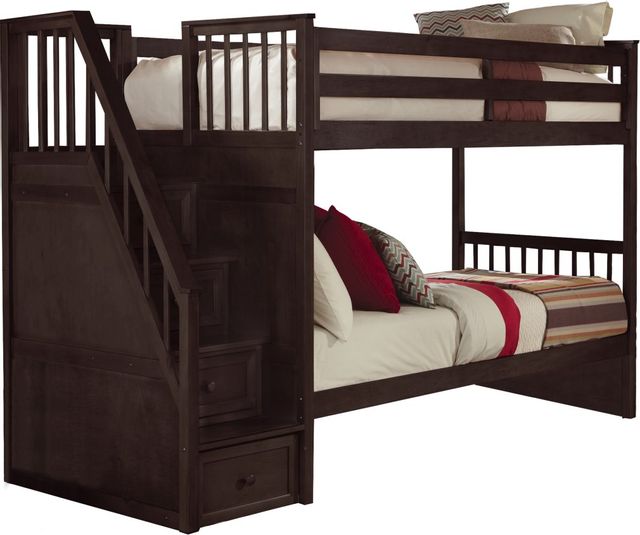 Hillsdale Furniture Schoolhouse Chocolate Twin/Twin Stair Youth Bunk Bed-0