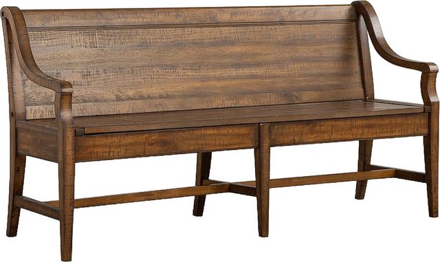 Magnussen Home® Bay Creek Toasted Nutmeg Bench with Back-0