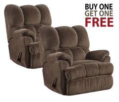 Affordable Furniture Aurora Chocolate Recliner - BOGO Free Recliner Set