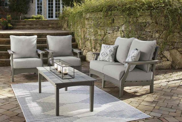 Signature Design by Ashley® Visola 4-Piece Gray Outdoor Seating Set 4