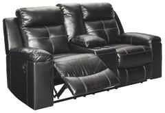 Signature Design by Ashley® Kempten Black Double Reclining Loveseat with Console