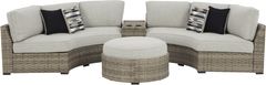 Signature Design by Ashley® Calworth 4-Piece Beige Outdoor Sectional Set with Ottoman