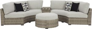 Signature Design by Ashley® Calworth 4-Piece Beige Outdoor Sectional Set with Ottoman