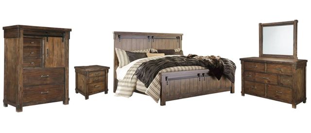 Signature Design by Ashley® Lakeleigh 5-Piece Brown King Panel Bed Set