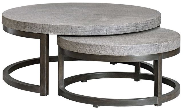 Uttermost® Aiyara 2-Piece Taupe Wash Nesting Coffee Table Set with Black Base-0