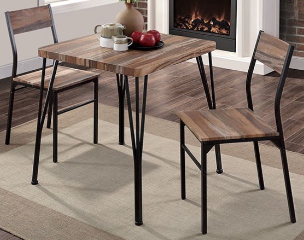 Furniture of America Farnham 3 Piece Natural Tone Espresso Dining Table Set