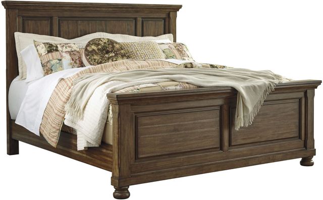Signature Design by Ashley® Flynnter 2-Piece Medium Brown California King Panel Bed Set 1