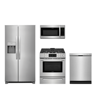 Frigidaire 4pc Appliance Package -  25.6 Cu. Ft. Side-by- Side Fridge and Slide-In Electric Range