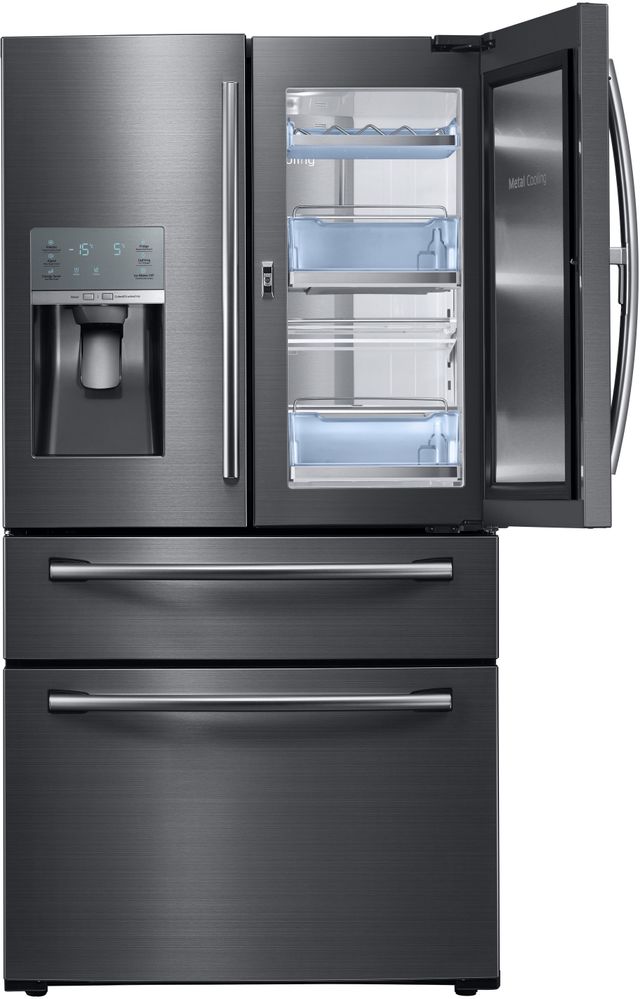 Samsung 28 Cu. Ft. 4-Door French Door Food Showcase Refrigerator-Fingerprint Resistant Black Stainless Steel 7