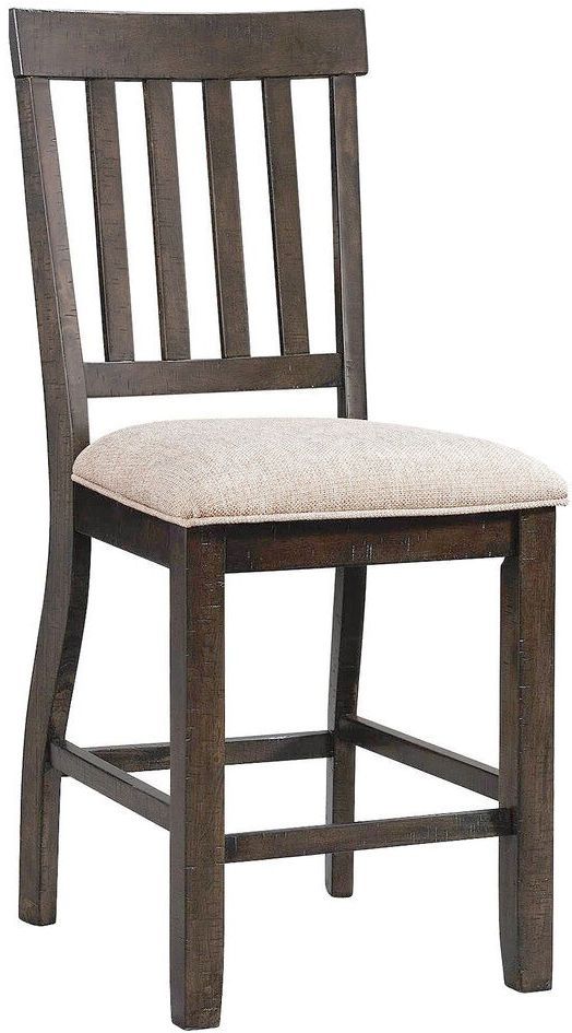 Elements International Stone Dark Ash/Cream Slat Back Counter Side Chair