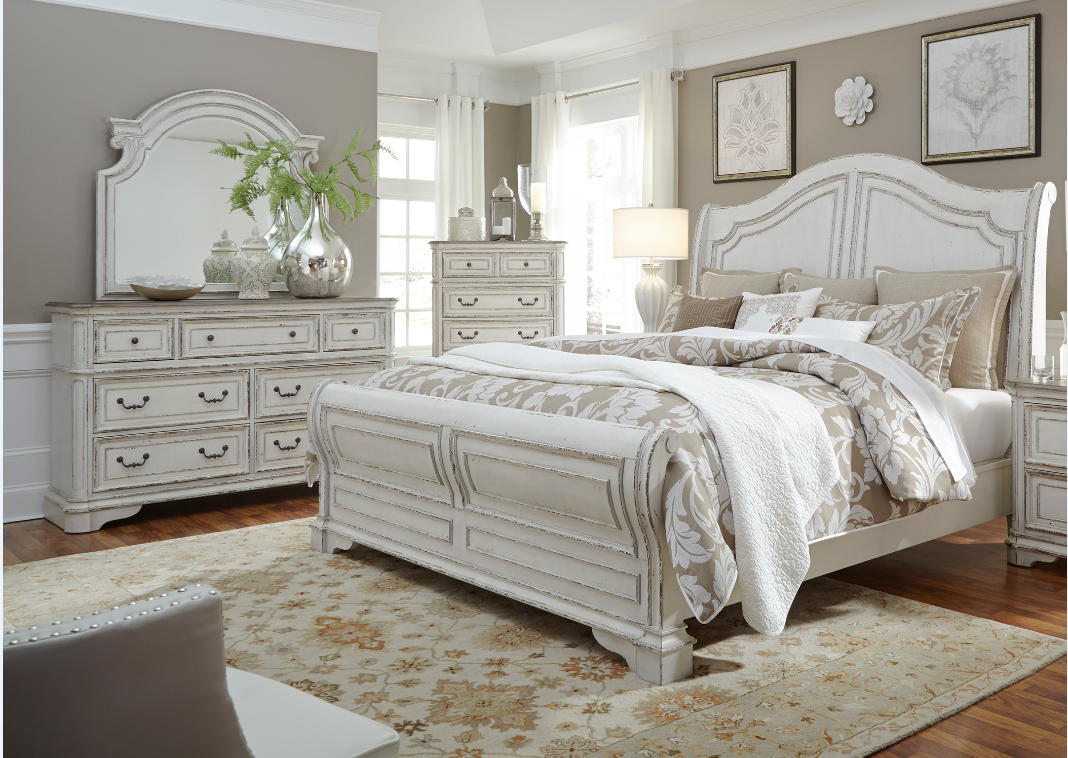 Liberty Magnolia Manor Bedroom King Sleigh Bed, Dresser, Mirror and Chest Colletcion
