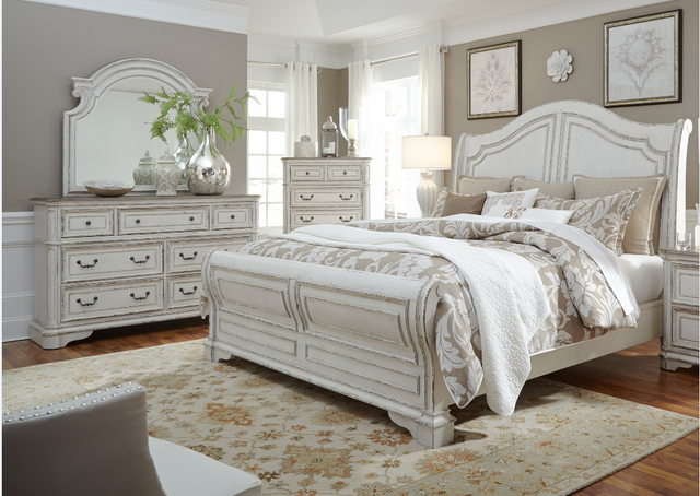 Liberty Magnolia Manor Bedroom King Sleigh Bed, Dresser, Mirror and Chest Colletcion-0