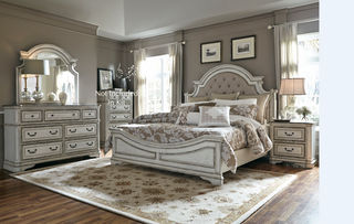 Liberty Magnolia Manor Bedroom King Upholstered Bed, Dresser, Mirror and Night Stand Collection