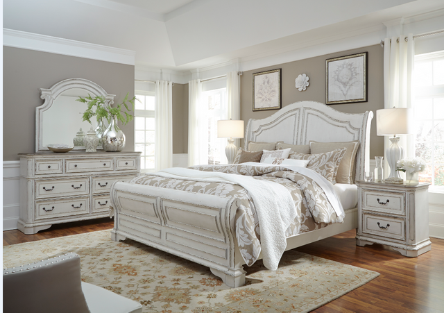 Liberty Magnolia Manor Bedroom Queen Sleigh Bed, Dresser, Mirror and Night Stand Collection