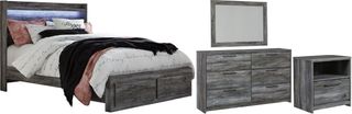 Signature Design by Ashley® Baystorm 4-Piece Gray King Storage Panel Bed Set