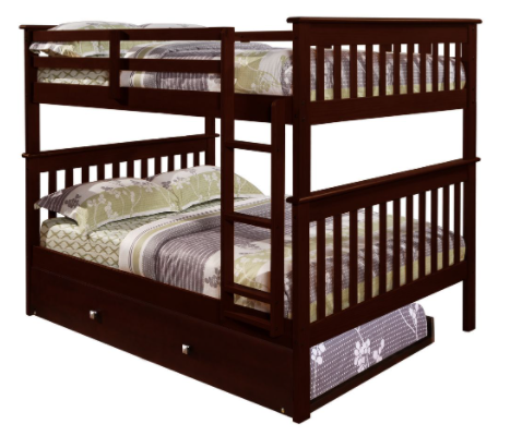 Donco Kids Full/Full Mission Bunk Bed With Trundle Bed-0