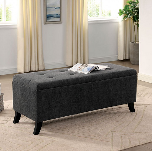 Furniture of America® Clio Gray Storage Bench with Ottoman 1