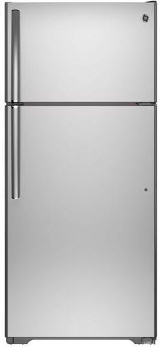 GE® 15.5 Cu. Ft. Top Freezer Refrigerator-Stainless Steel | Myers Appliance