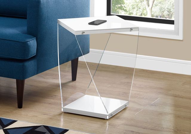 Monarch Specialties Inc. Glossy White 22" Acrylic Accent Table 3