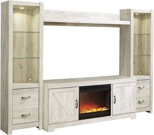 Signature Design by Ashley® Bellaby Whitewash 4-Piece Entertainment Center with Fireplace