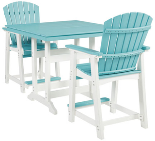 Signature Design by Ashley® Eisely 3-Piece Turquoise/White Outdoor Dining Set