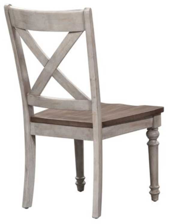 Liberty Cottage Lane Antique White X Back Wood Seat Side Chair-3