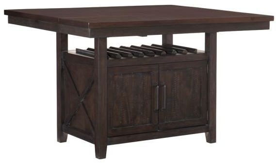 Homelegance® Oxton Cherry Brown Counter Height Table With Storage Base