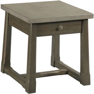 Hammary® Torres Natural Grey Concrete Top Rectangular End Table with Weathered Brown Base