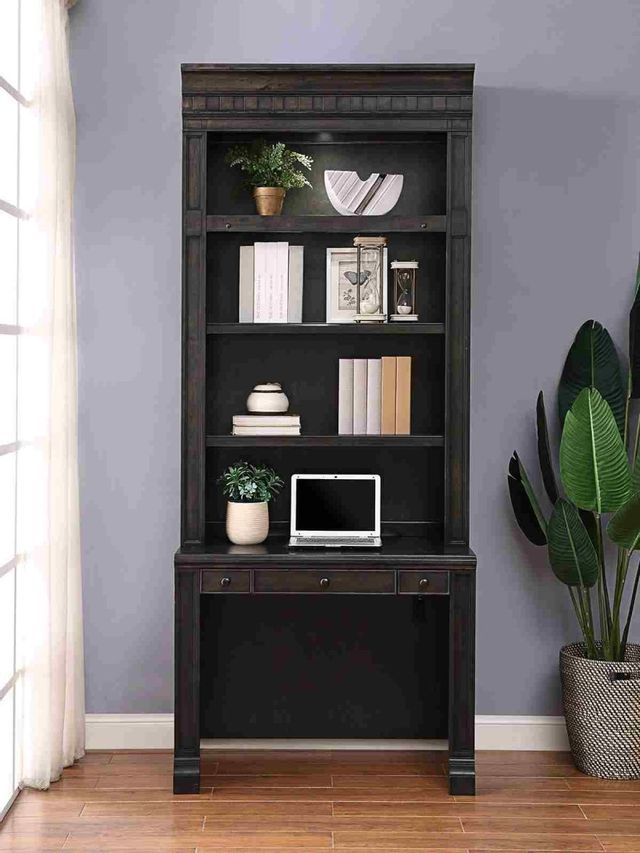 Parker House® Washington Heights Washed Charcoal Library Desk with Hutch 1