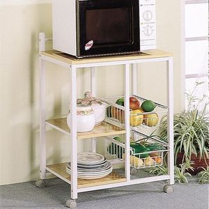 Coaster® Kelvin Natural Brown And White 2-Shelf Kitchen Cart