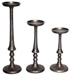 Signature Design by Ashley® Eravell 3-Piece Pewter Candle Holder Set