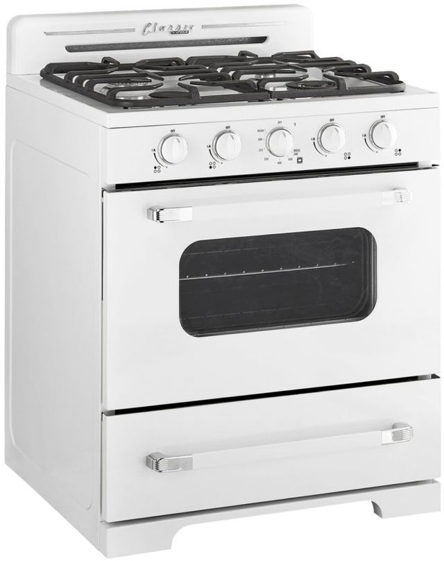 Unique® Appliances Classic Retro 30" White Freestanding Liquid Propane Gas Range 1