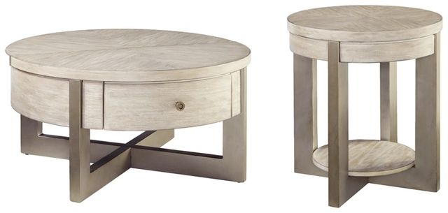 Signature Design by Ashley® Urlander 2-Piece Whitewash Living Room Table Set
