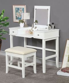 Furniture of America® Kelis White Vanity Set with Stool