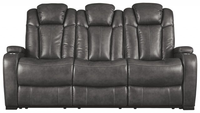 Signature Design by Ashley® Turbulance Quarry Power Reclining Sofa with Adjustable Headrest 1