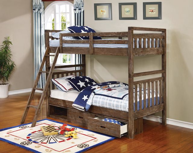 Coaster® Malcolm Youth Transitional Brushed Acacia Twin-Over-Twin Bunk Bed