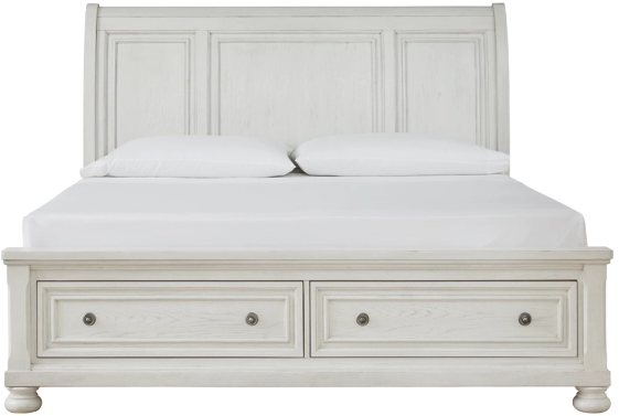Signature Design by Ashley® Robbinsdale Antique White Queen Sleigh Storage Bed 3