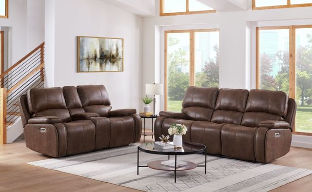 Elements International Atlantis Heritage Brown Power Reclining Sofa ...