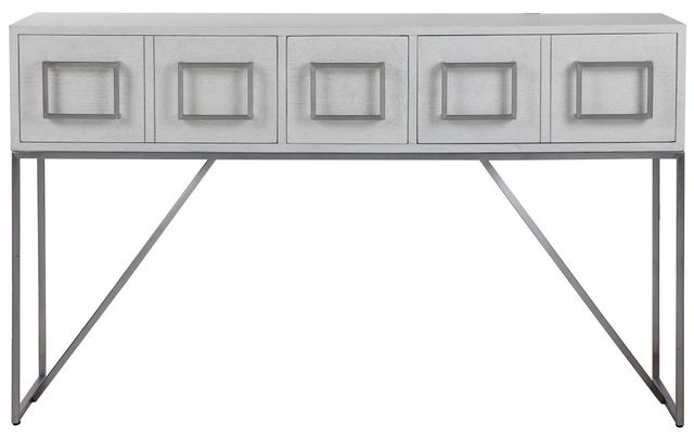 Uttermost® Abaya Soft White Console Table with Brushed Nickel Base-0