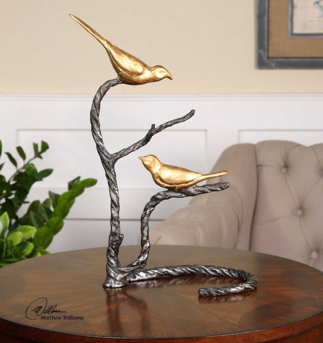 Uttermost® Metallic Gold Birds on a Limb Sculpture-1
