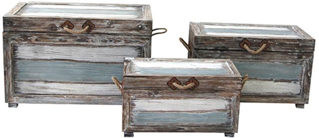 Crestview Collection Nantucket Weathered Wood Trunks-1