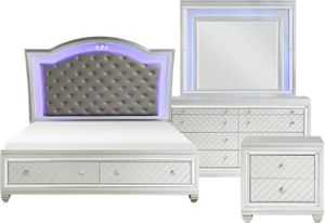 Homelegance® Leesa 4-Piece Silver Queen Platform Bed Set