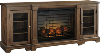 Signature Design by Ashley® Flynnter 75" Medium Brown TV Stand with Electric Fireplace